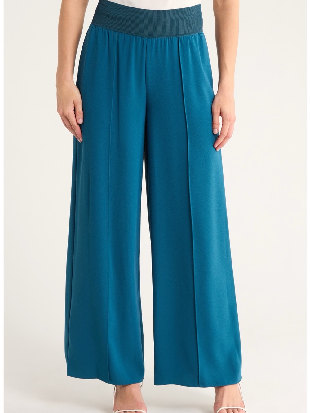 NWT Theory Teal Blue Wide Leg Pull-On Pants - Size Small